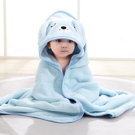 Sortie de Bain Bebe 0 2 Ans 80 x 80 cm Cape de Bain Bebe avec Capuche Coton Naturel Serviette Bebe Extra Doux Bleu Cdiscount Puericulture Eveil bebe