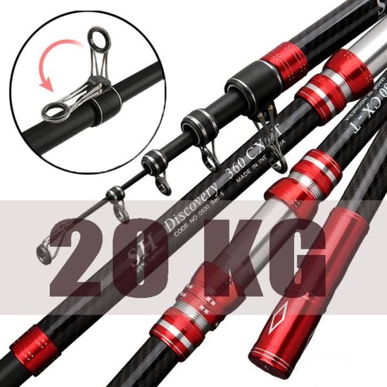 Canne à Pêche Télescopique Carbone Alomejor 1.8m/2.4m/3m - Spinning Casting Mer & Eau Douce