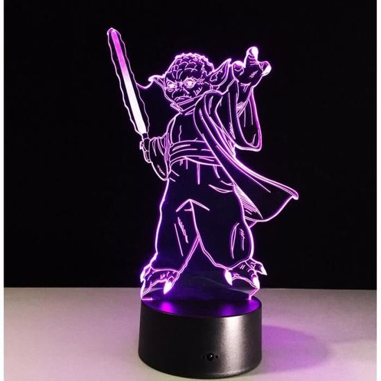 Veilleuse 3D Maître Yoda Star Wars - LED 7 couleurs - Contrôle tactile