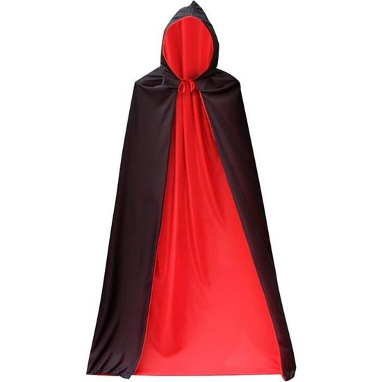 Cape De Vampire Réversible Noir/Rouge Avec Capuche – Halloween, Carnaval, Cosplay Enfant Taille XS Et S