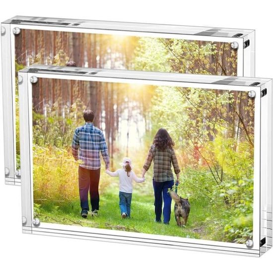 Cadre Photo Aimanté Frigo Cadre Photo En Acrylique - 6 X 9 Cm - Transparent - Double Face - Avec Magnet Photo