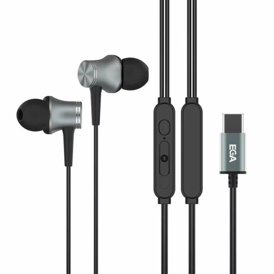 EGA écouteurs filaires Écouteurs de sport de luxe mains libres Type-C filaire intra-auriculaire stéréo basse profonde