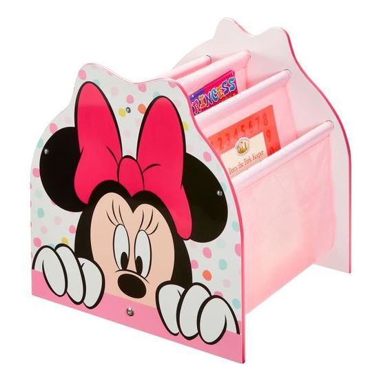 Disney Minnie Mouse - Bibliothèque à pochettes pour enfants - Rangement de livres pour chambre d’enfant