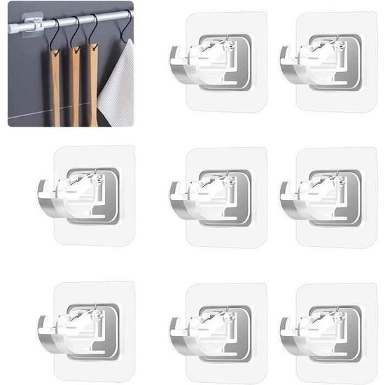 8 Supports Adhésifs Pour Store Double - Montage Sans Perçage, Serrage De 15 à 22 Mm, Couleur Blanche