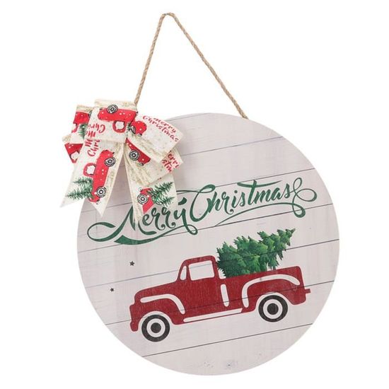 Panneau De Porte De Noël En Bois Avec Pendentifs - Décoration Festive Pour Intérieur Et Extérieur, 20x20 Cm