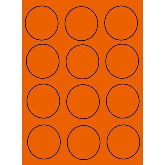 300 Étiquettes Autocollantes Rose Fluo Cercles 60mm - 25 Feuilles A4 - Imprimantes Laser Et Jet D'Encre