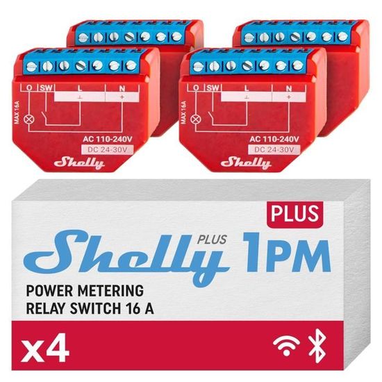 Shelly Plus RGBW PM Lot De 2 - Contrôleur RGBW Wi-Fi Bluetooth Pour Bandes LED 12-24V Avec Compteur