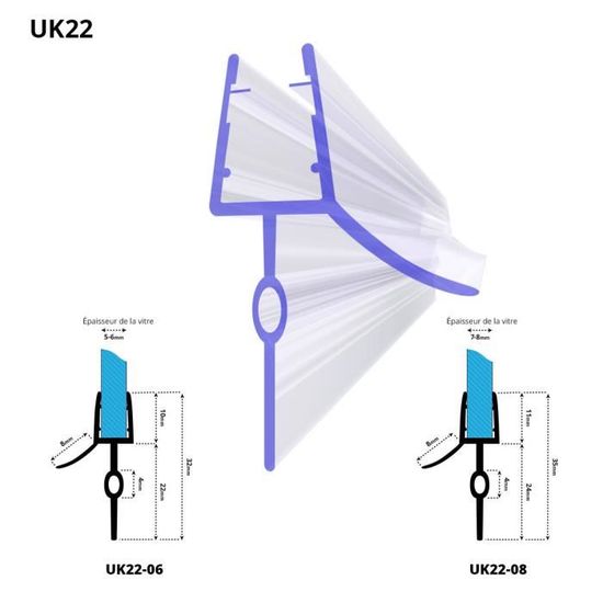 STEIGNER Joint De Douche Pour Paroi En Verre, 162cm, Vitre 6/7/8mm