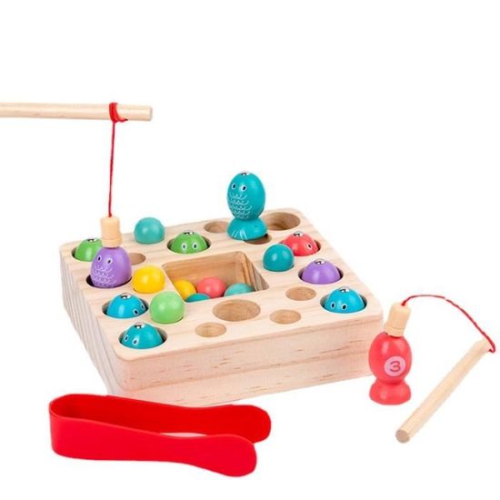 JEU DE PÊCHE magnétique en bois jouet d'apprentissage précoce de la EUR
