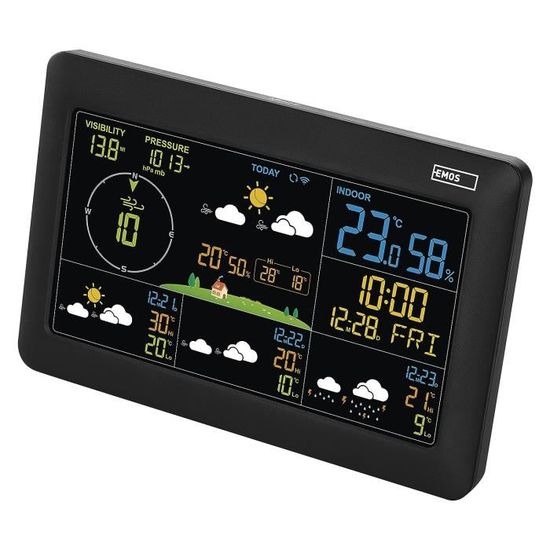 Horloge Météo Intelligente Cube 3D - WiFi - Affichage Holographique - Album Photo Personnalisable - 10x6x4,5 Cm