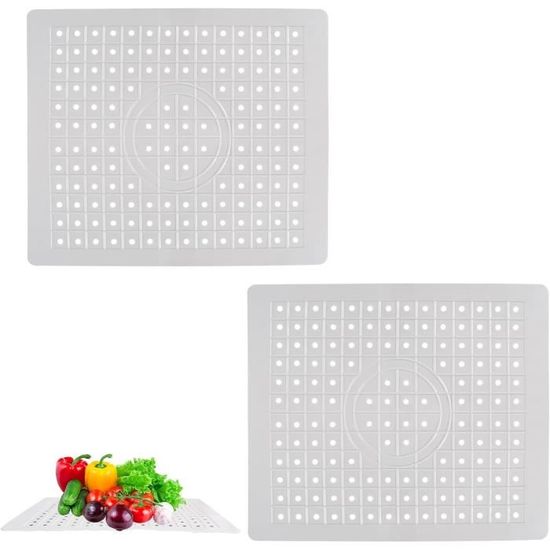Tapis D’évier Cuisine Noir TPR - 12,4 X 10,4 Pouces - Design Nid D’abeille Drainant, Antidérapant, Découpable