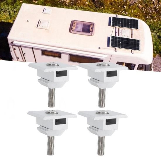 4 Clips Centraux En Aluminium Pour Panneaux Solaires - Pour Cadre De 30 Mm D'épaisseur - Avec Vis M8 Et écrous - Montage En T Sur Toit Plat