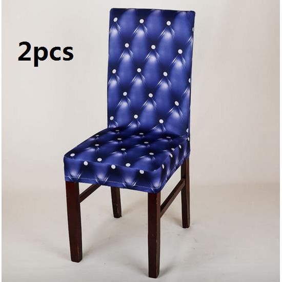 2 PCS bleu marine antifouling ménage  hôtels imitation cuir  Housse de Chaise en Spandex haute gamme Bords Carrés  Cuverture de Chai