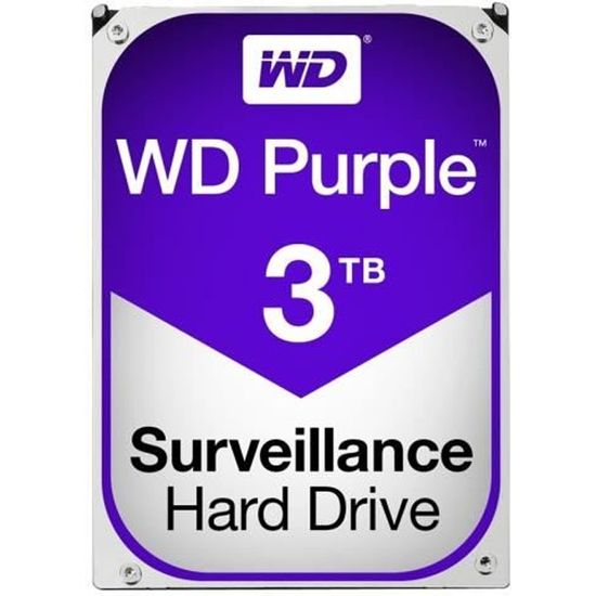 WD Disque dur Purple Surveillance Hard Drive WD30PURZ - 3 To - Interne - 3.5" - SATA 6Gb/s - 5400 tours/min