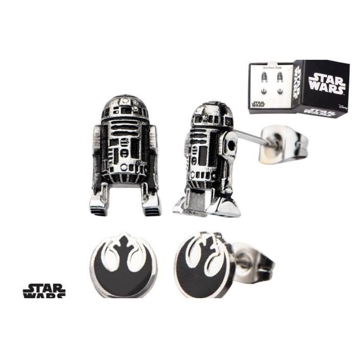 STAR WARS - 3D R2D2 and Rebel Alliance Symbol Stud Earring Set