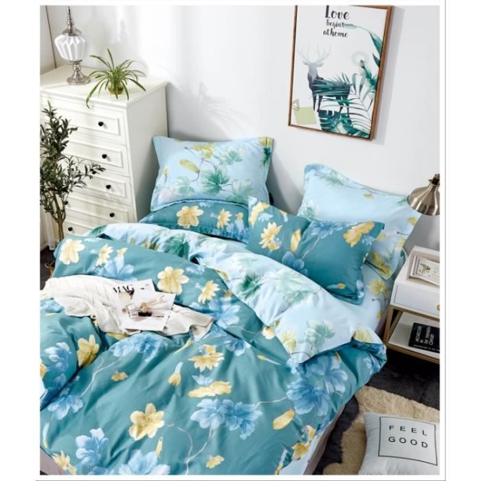Housse de Couette 100% Coton Percale 80 Fils 240x220cm+2 Taies d'oreillers 65x65cm