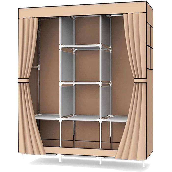 Garde-Robe transportable Armoire de Rangement Penderie en Tissu intiss¨¦ avec Portes coulissantes