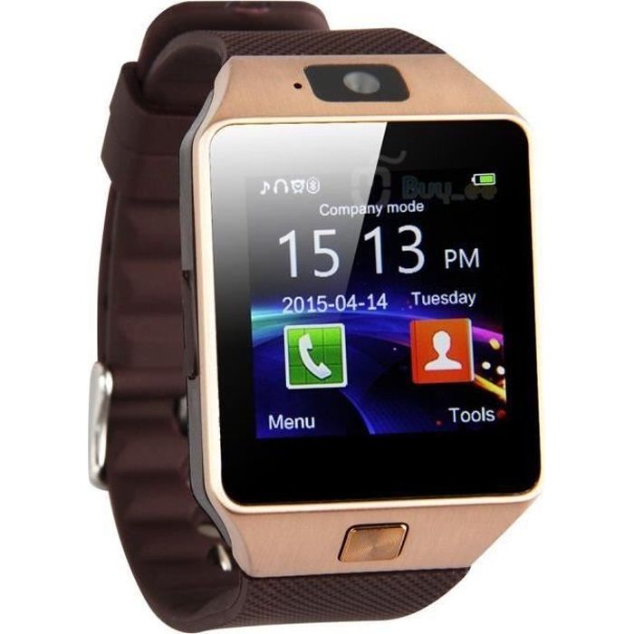 Bluetooth montre Smart Watch Phone DZ09 support de la carte SIM de TF Caméra HD Sync appel SMS pour Android Phone -d'or