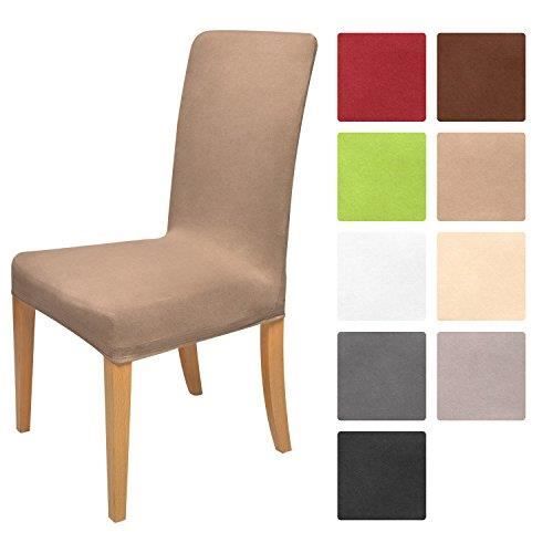 Beautissu Housse Mia pour chaise 45x45cm - Marron - Elegante moderne - Coton - Bi-Elastique - OEKO-TEX