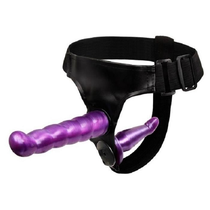 Double gode jouets sexuels pour Gay brève sangle-on godes Dongs sangle Ons harnais vibrant culotte strapon pro - Type: Black -WL7747