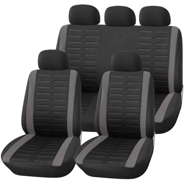 upgrade4cars Housse de Siege Voiture Universelle Noir Gris - Ensemble de Housses Siège Auto Universel - Couvre Sieges pour Avant et
