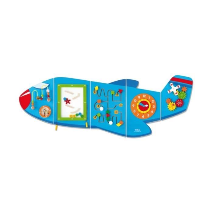 Viga Toys jeu mural avion junior 180 cm bois bleu 5 pièces