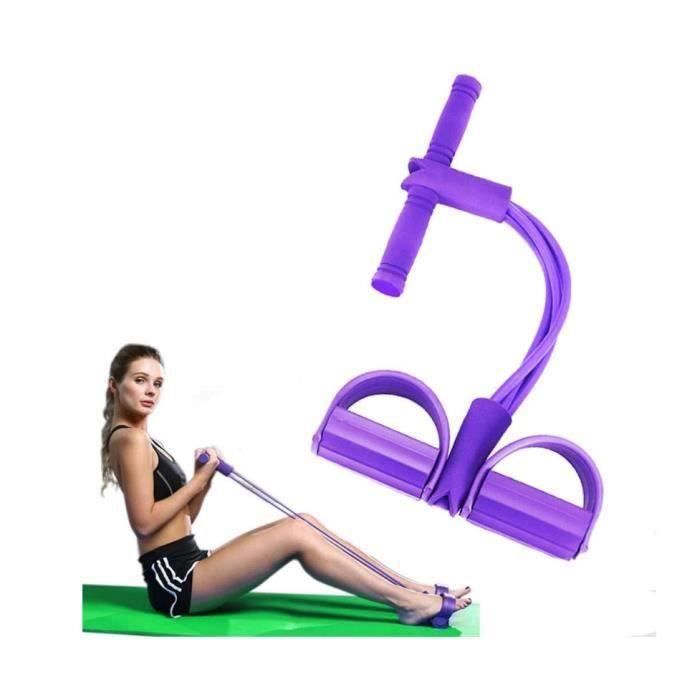 Bande De Résistance, Rameur Elastique à Abdominaux avec Repose-Pieds Exercice de Fitness et Yoga, Appareils Musculation Jambe Bras