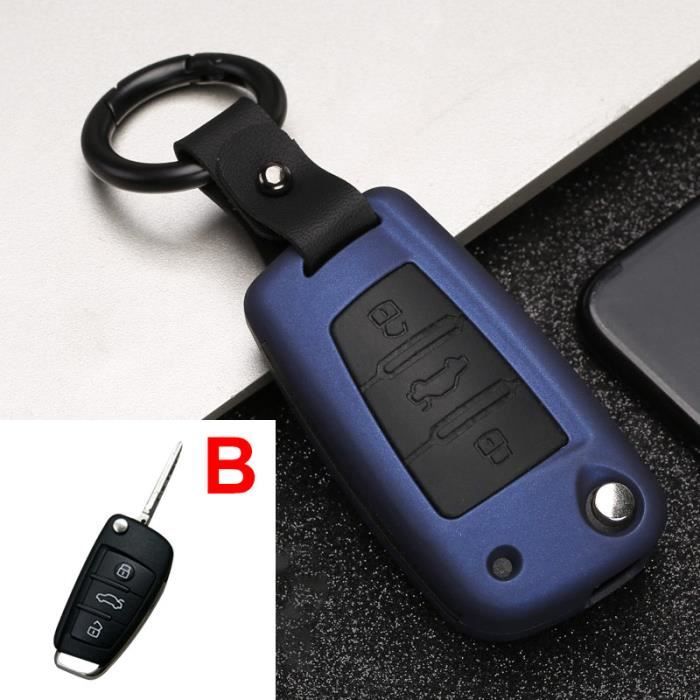 Coque clé,Nouveau ABS Clé À Distance de Voiture Housse Coque Pour Audi A1 A3 8P 8V 8L A4 B6 B7 B8 A5 8T A6 C5 C6 C7 - Type B Blue