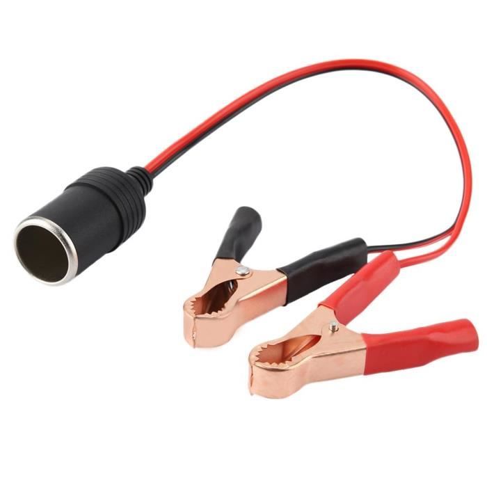 Atyhao prise allume-cigare femelle à clip Adaptateur de prise femelle allume-cigare de voiture à la batterie Câble de pince à