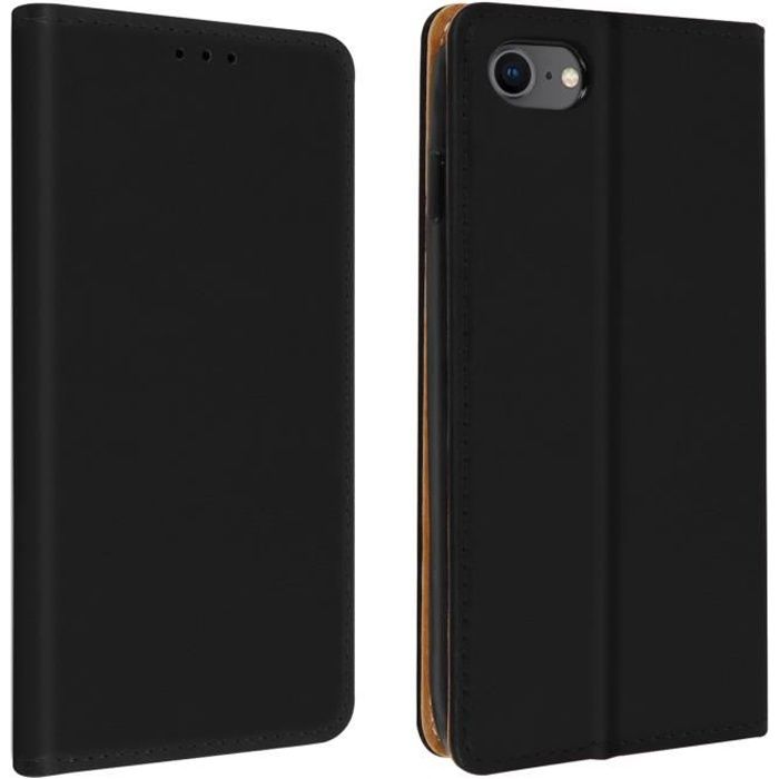 Étui Apple iPhone SE 2020 / 8 / 7 Porte-carte Support Vidéo Cuir Véritable noir Noir