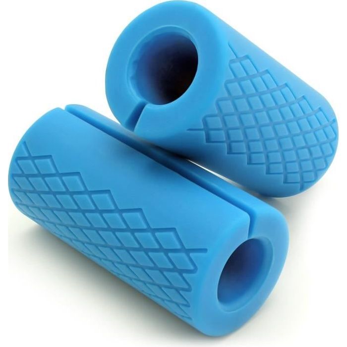 CampTeck Fat Bar Grip Silicone Épais Poignée Adaptateur Barre Haltères Musculation Bicep - BLEU Lot de 2