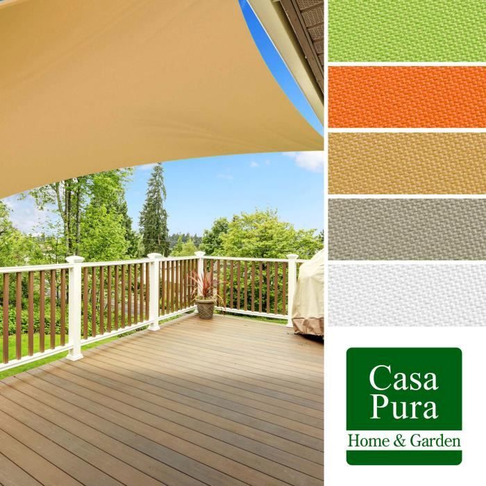 Voile Ombrage 3x3 m - Sable - Carré Waterproof & Anti-UV - Lavable en Machine - Densité 160g - m² - Toile Tendue