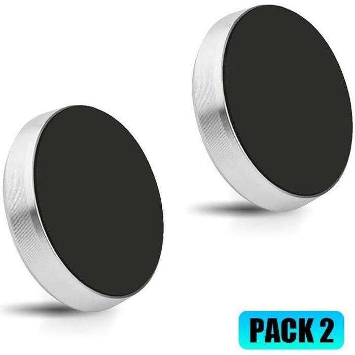 2X Support Téléphone Voiture Magnétique Portable Universel pour iPhone Samsung Huawei Xiaomi Redmi Aluminium - Argenté