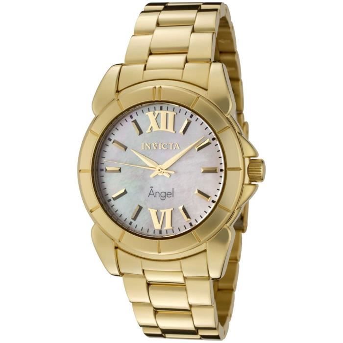 INVICTA 0460 Ange Collection 18k plaqué or en acier inoxydable nacre de perle Montre C6O1M