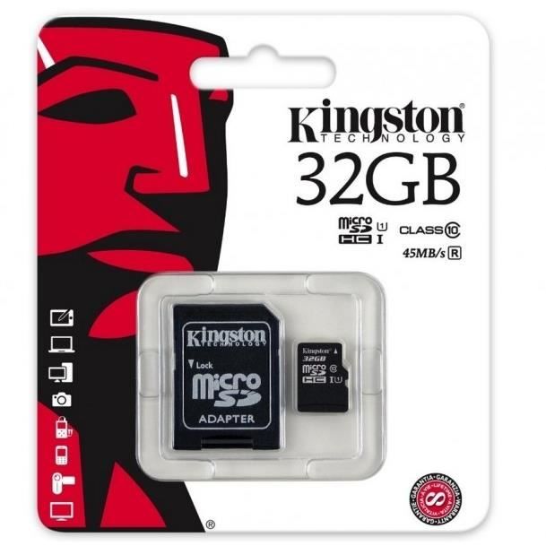 Carte Micro SD SDHC 32 GO Classe 10 UHS 1 + Adaptateur Pour GoPro Hero 3 Silver Edition