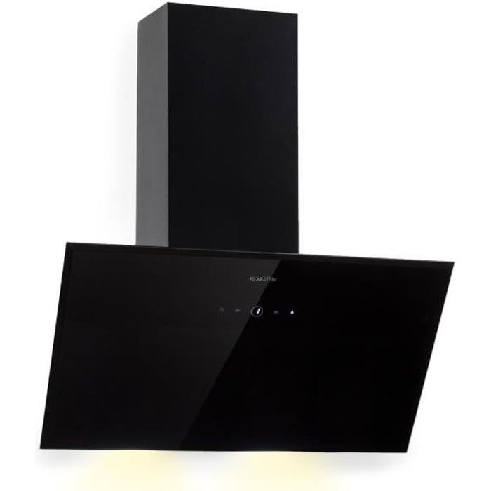 Hotte aspirante murale Klarstein Laurel 60 cm - recyclage ou évacuation 350 m³-h - panneau tactile - LED - noir