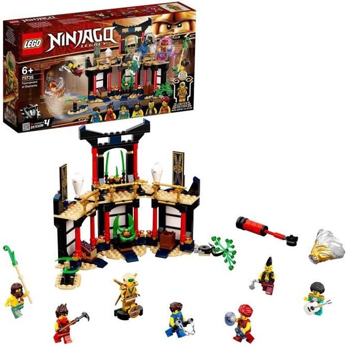 LEGO® NINJAGO® 71735 Le tournoi des éléments, jeu de construction avec arène de combat et figurine de Ninja Lloyd Or à collectionner