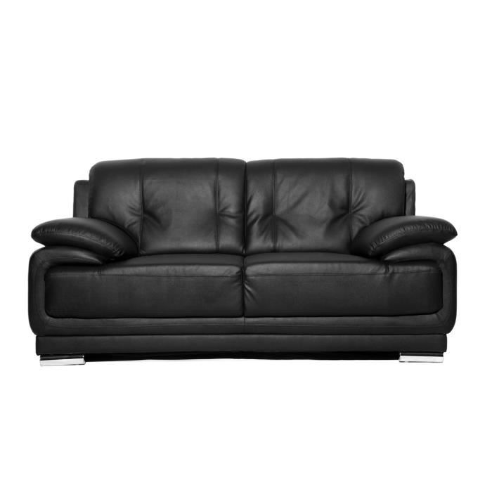 Miliboo - Canapé cuir design noir 2 places TAMARA - cuir de vache