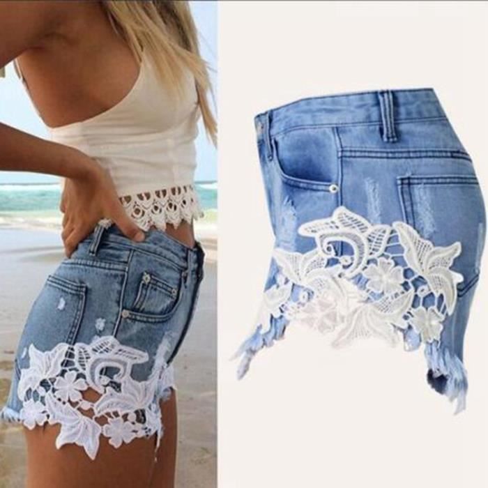 Dentelle Sexy short en jean short femme