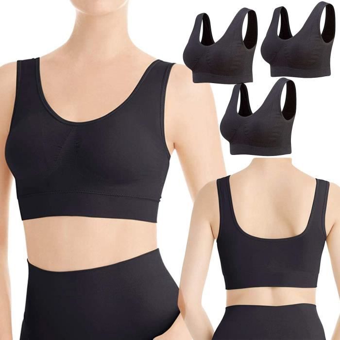 Sous-vêtements de sport Lot 3 soutiens-gorge sans couture Soutien-gorge yoga armature avec coussinets amovibles pour femme