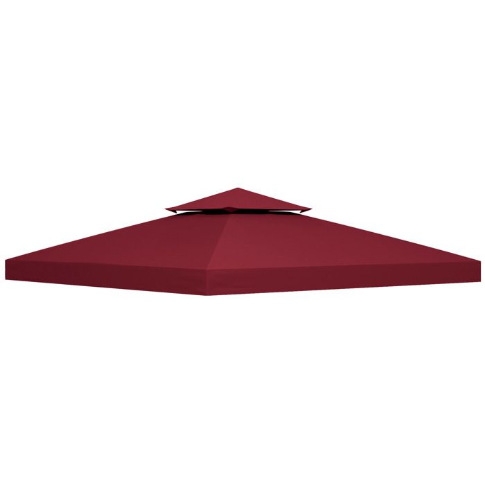Toile de rechange pour pavillon tonnelle tente 3 x 3 m polyester haute densité 180 g/m² bordeaux 300x300x1cm Rouge