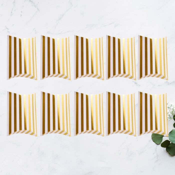 10pcs Gold Stamping Stripe Design Candy Box Creative Pillow Chocolate Storage Case Wedding Treat Party Favor Gift BOITE CADEAU