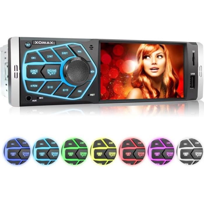 Autoradio avec 4.1-/10cm Monitor Bluetooth USB SD AUX RDS Connexions pour caméra de recul et télécommande au volant 1DIN XM-V418