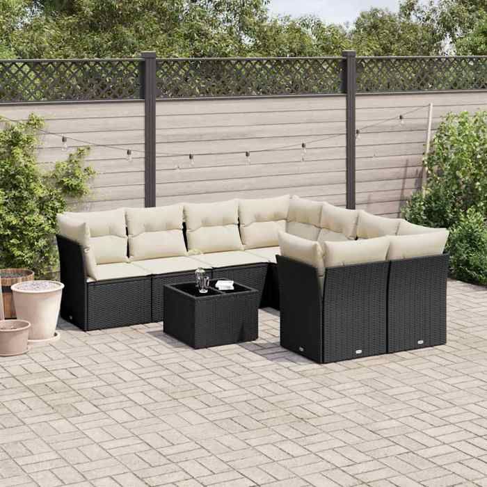 vidaXL Salon de jardin 9 pcs avec coussins - vue 2