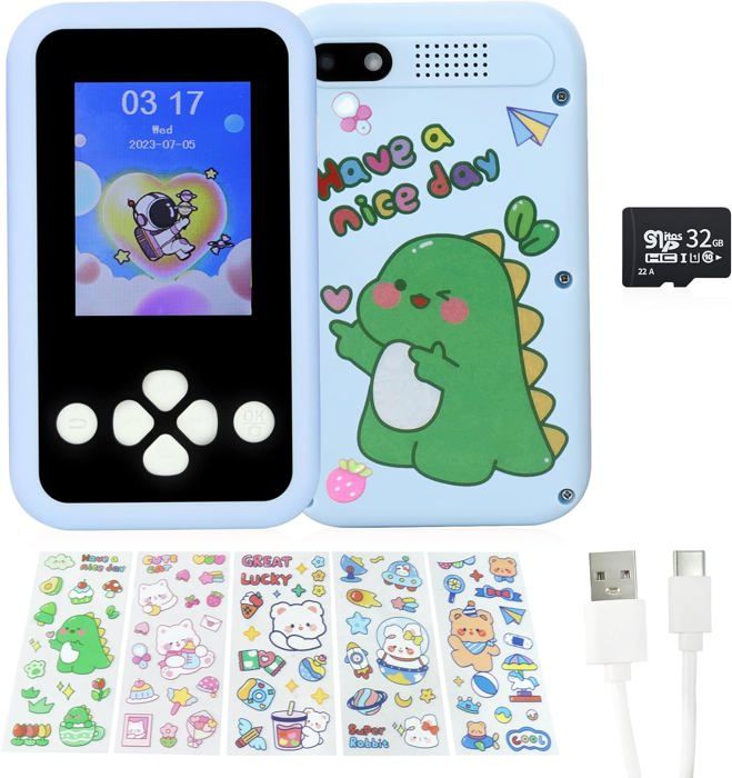 FHE- Téléphone portable pour enfants Mini Téléphone Portable cran 1,54 po Double SIM Téléphone à