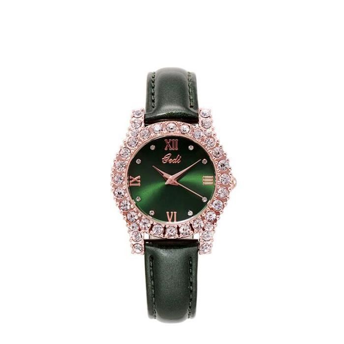 Montre-bracelet Unendlich U Pour Femme - Cuir PU, Chiffres Romains & Arabes, Double Affichage - Idéal Cadeau Noël - 10