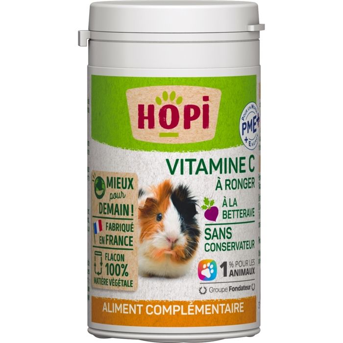 Meilleurs prix pour HOPI Aliment complémentaire pour Cochon D’inde - 80 Comprimés de Vitamine C à ronger - Goût à la betterave - Fabriqué en France