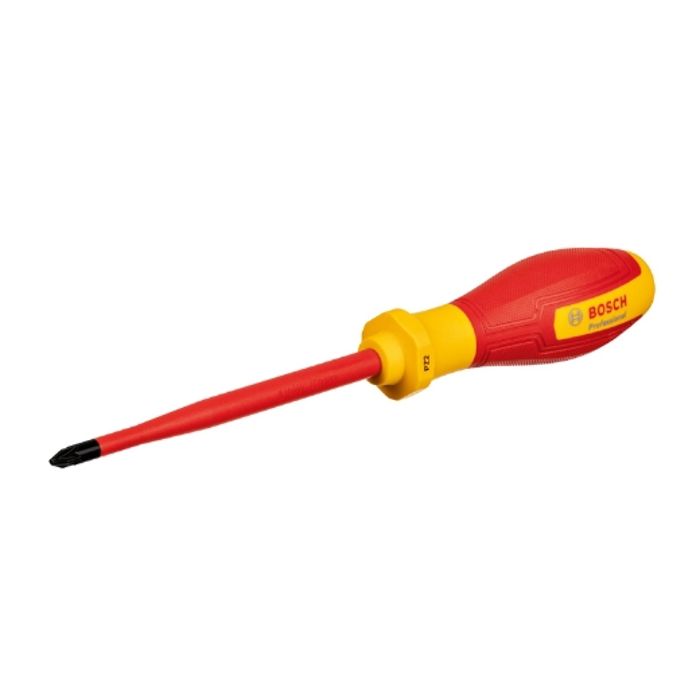 Bosch Professional tournevis VDE plat PZ2x125 certifié jusquà 1 000 V isolé avec un élastomère thermoplastique TPE
