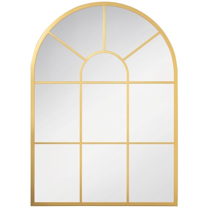 Miroir mural HOMCOM en métal cadre doré en forme de voûtée – 70 x 50 cm – décoration pour entrée chambre à coucher salon
