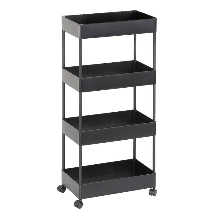 Desserte chariot de rangement à 4 étagères - ERROLVES - Noir - 40*22*90 CM
